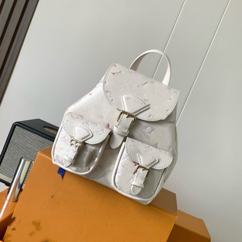 White Gradient Color Cowhide Dyed Elegant Women's Shoulder Bag