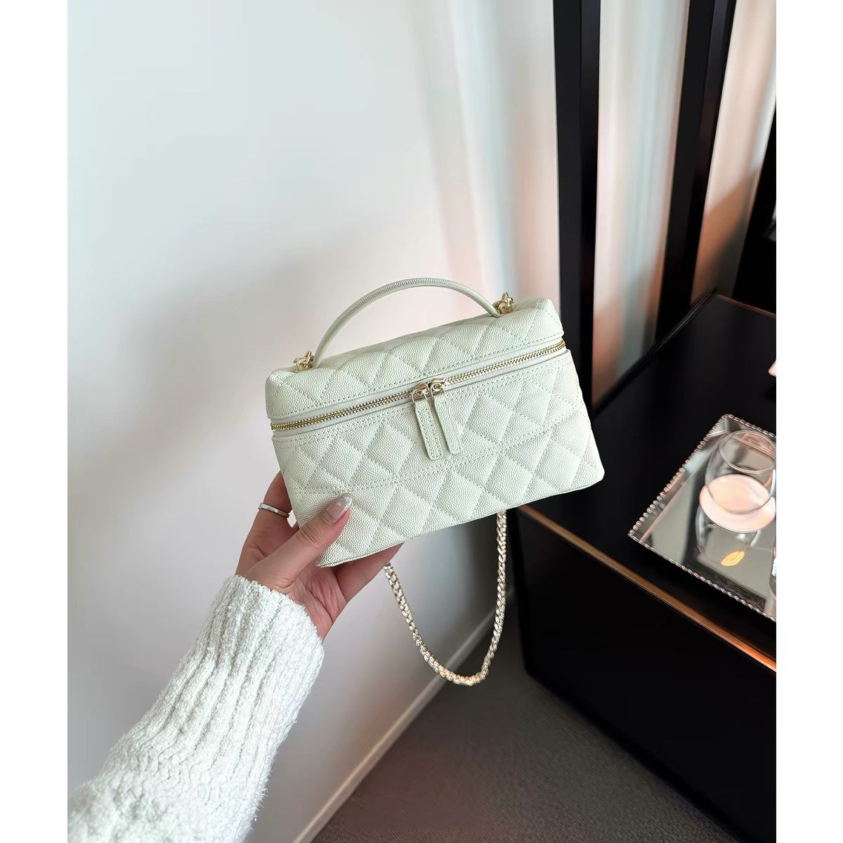 Women's Box Classic Style Rhombus Chain Portable High-grade Cosmetic Bags