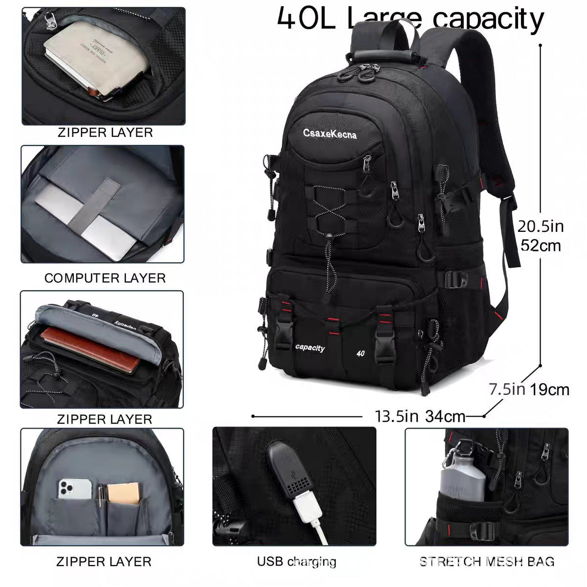 Men's Large Capacity Trip Computer Hiking Waterproof Backpacks