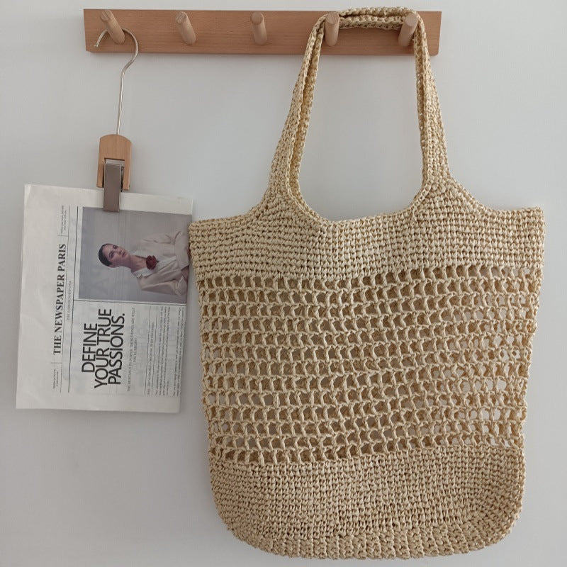 Women's Hollow Straw Woven French Large Capacity Vacation Beach Women's Handbag