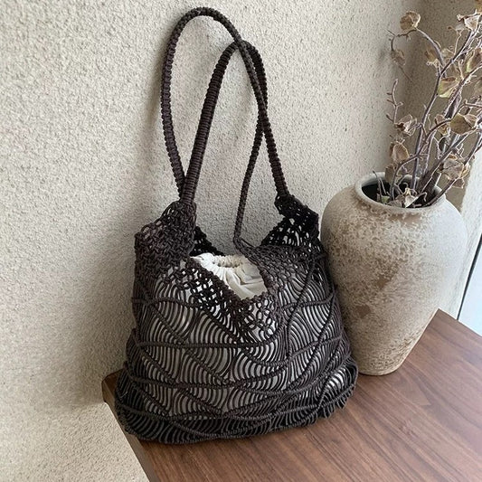 Rope Straw Design Hollow Woven Seaside Bags