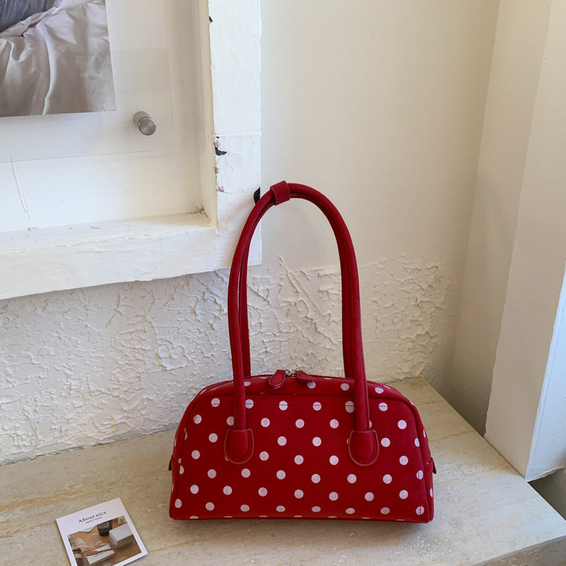 Fashionable Korean Style Bowling Polka Dot Fresh Sweet Commuting Underarm Bag