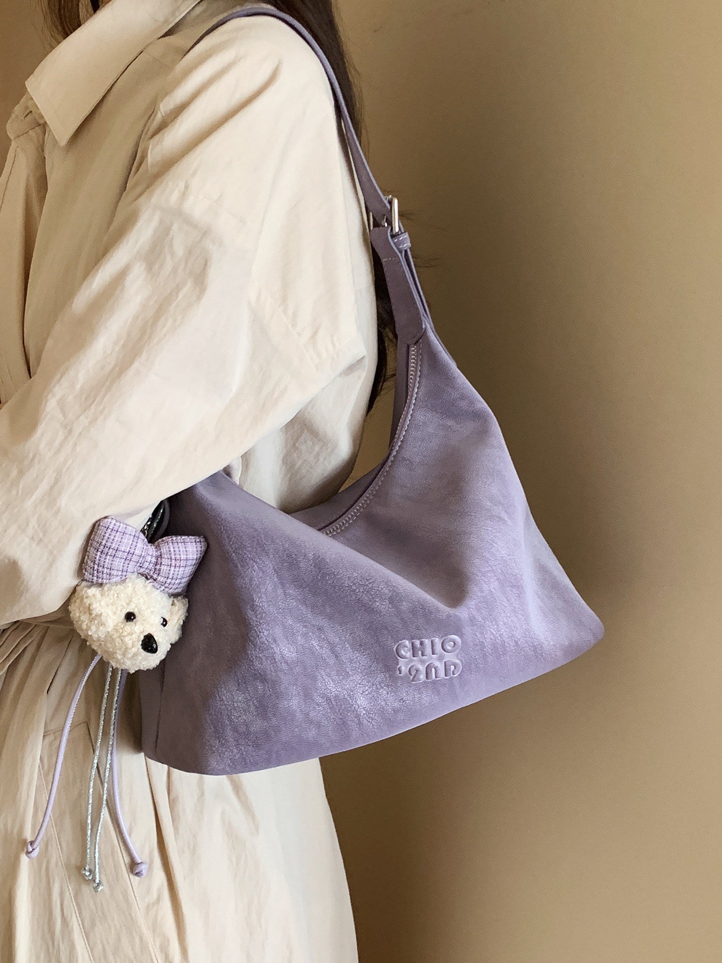 Fashion Versatile Women's Purple Lazy Underarm Tote Bag