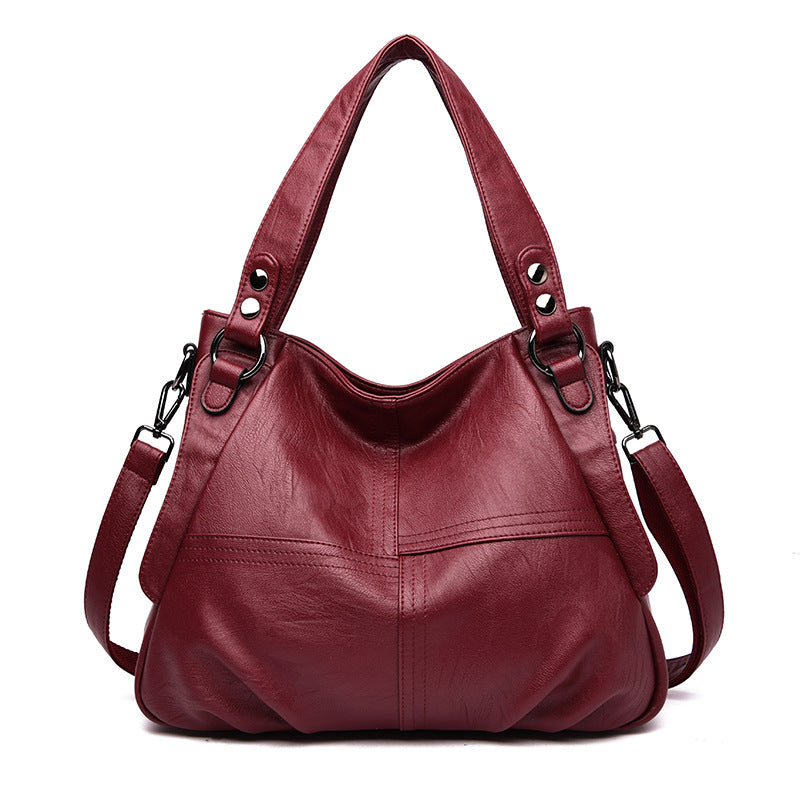 Women's Genuine Leather Mom Large Capacity Sheepskin Soft Women's Shoulder Bag