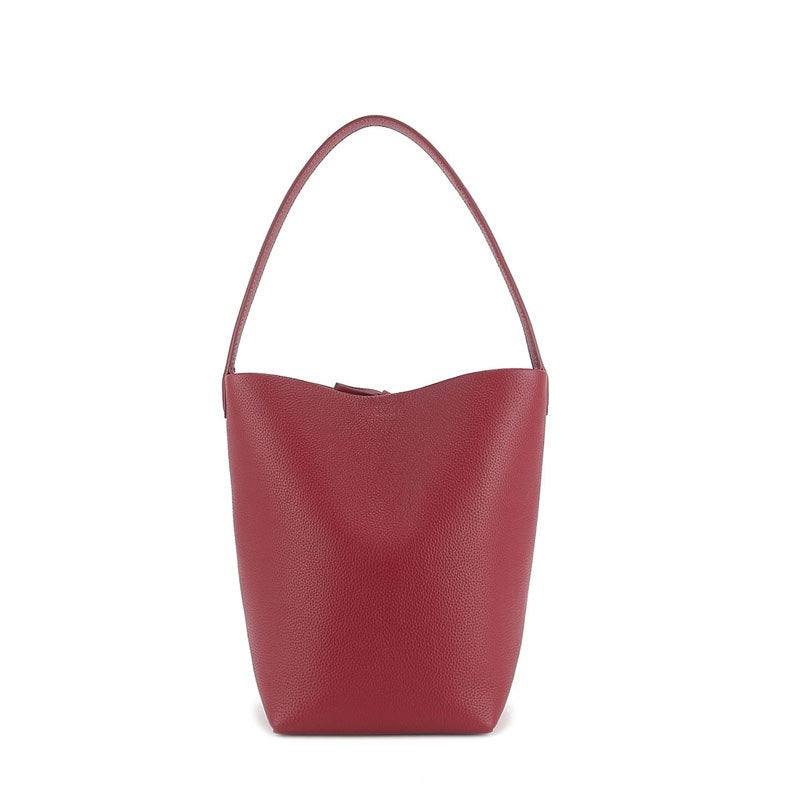 High-grade Niche First Layer Cowhide Large Capacity Female Bucket Bag