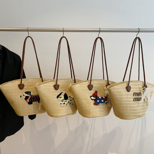 Women's Commuter Large Capacity Straw Woven Beach Trendy Tote Bag