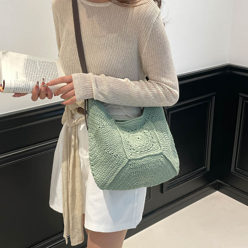Women's Retro Hand-woven Crocheted Cotton Thread Underarm Lazy Bags