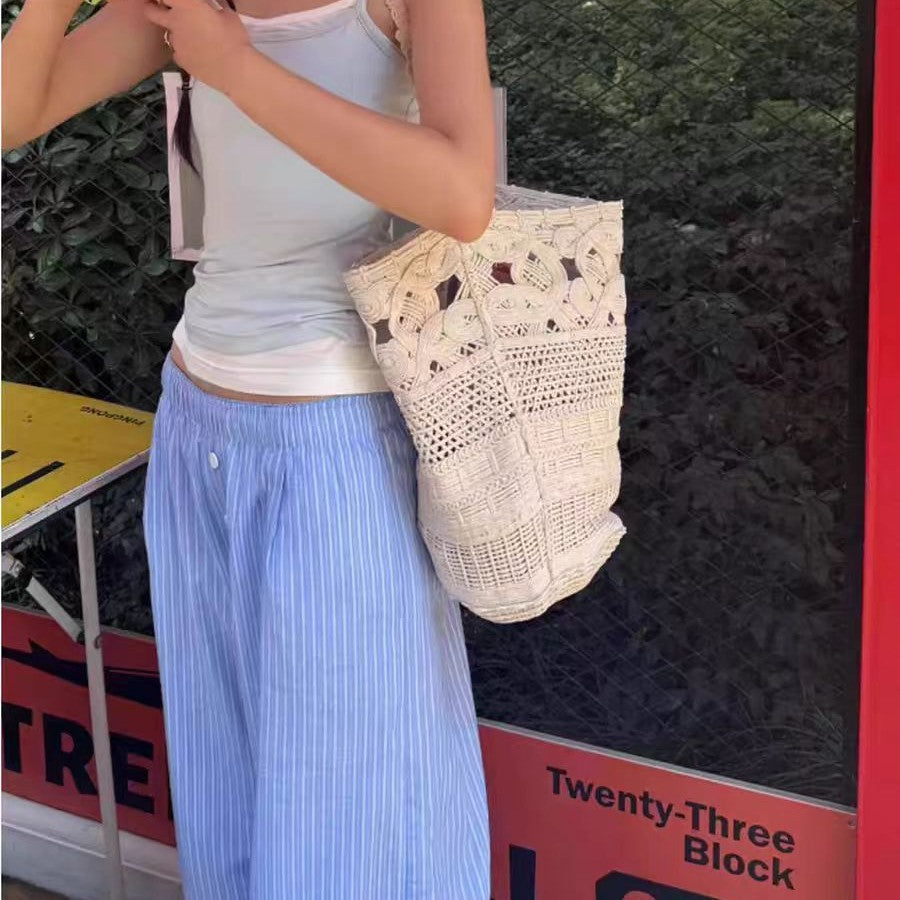 Women's Island Cotton Hollow Large Capacity Leisure Seaside Vacation Style Women's Shoulder Bag