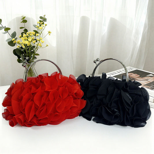 Three-dimensional Lace Portable Petal Dress With Women's Handbag
