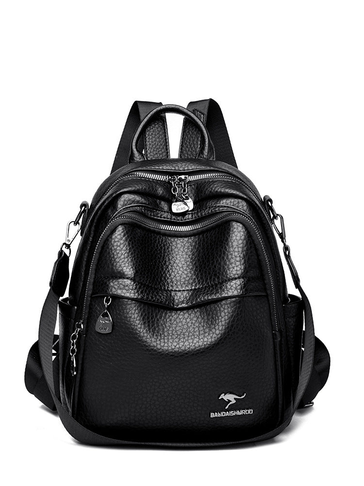 Women's Soft Leather Fashion Mom Portable Traveling Large Women's Backpack