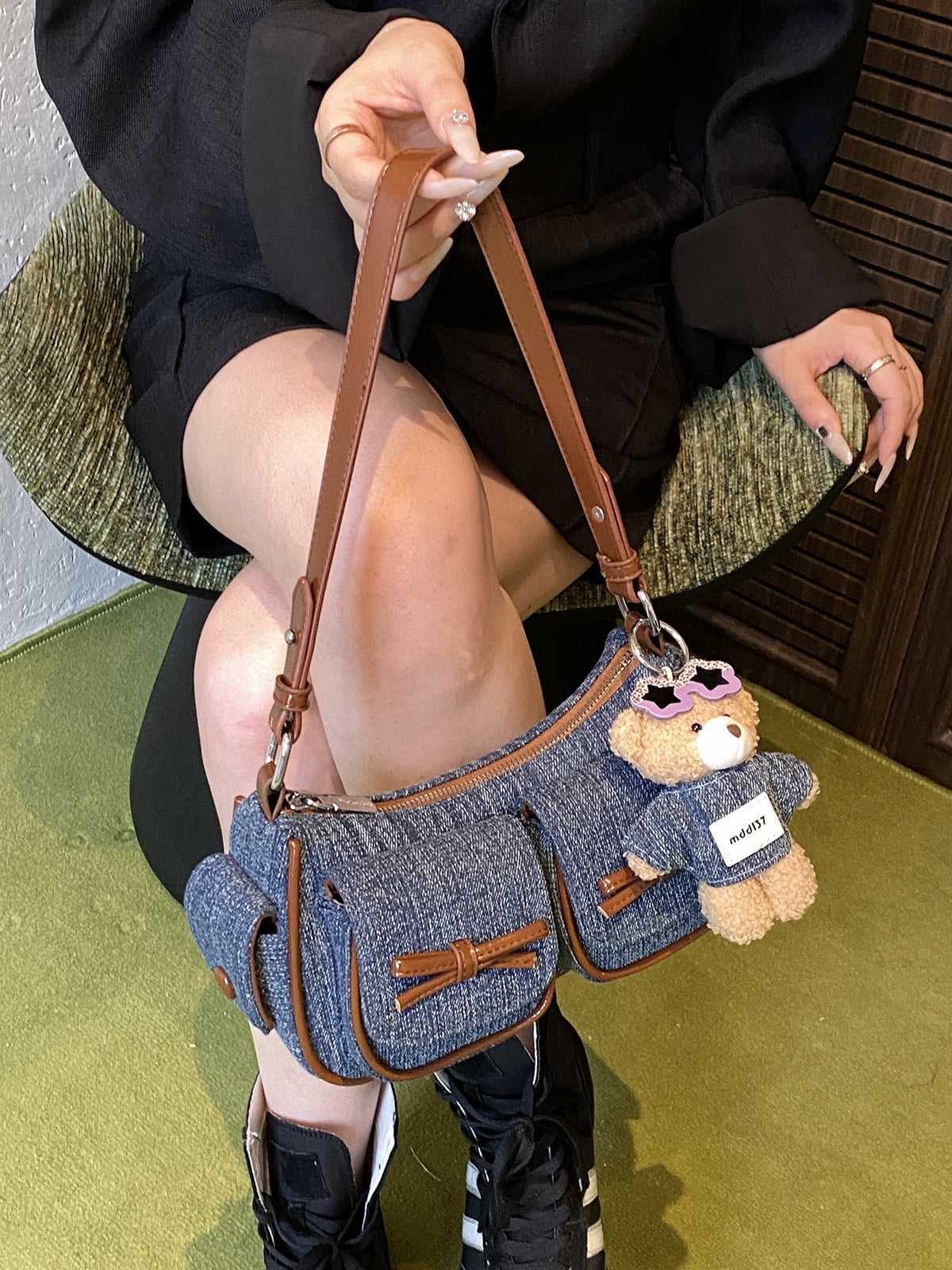 Women's Super Popular Niche Denim For Fashion Color Contrast Carrying Bags