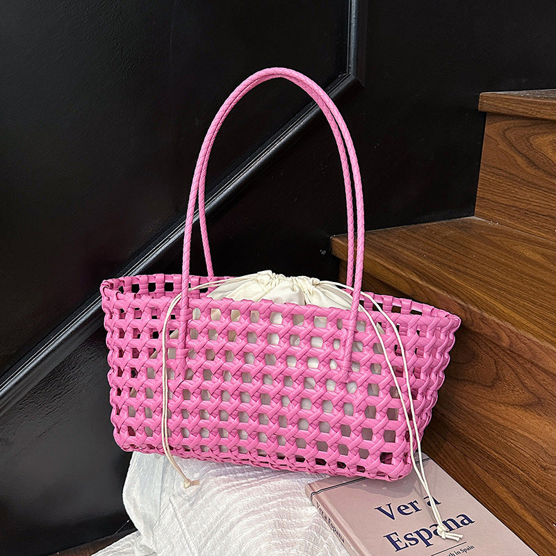 Women's Summer Super Hot Woven Large Capacity Picnic Lunch Box Seaside Bags