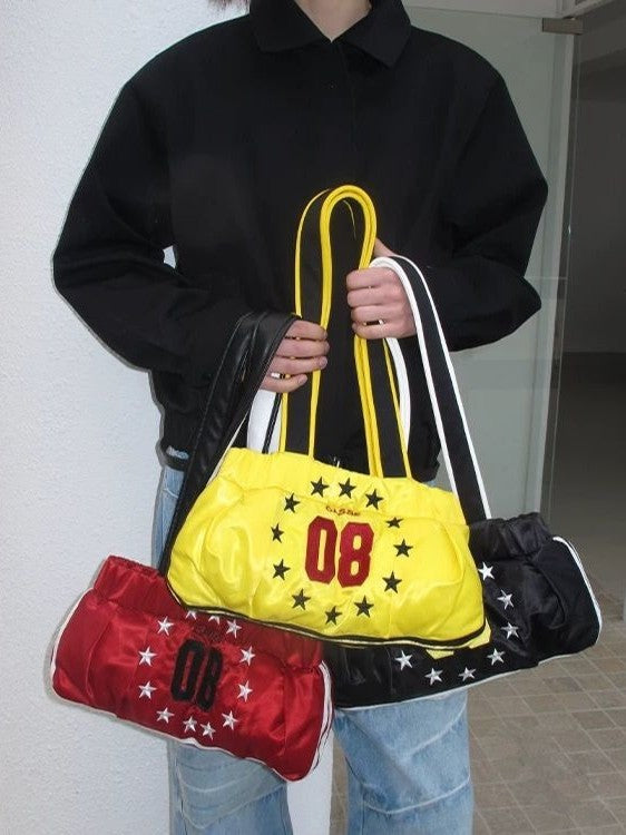 High-density Embroidery Street Fashionable Leather Patchwork Tote Bag