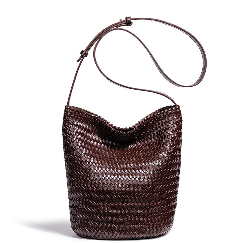 Classy Women's Retro Woven Handmade Leisure Bucket Bags