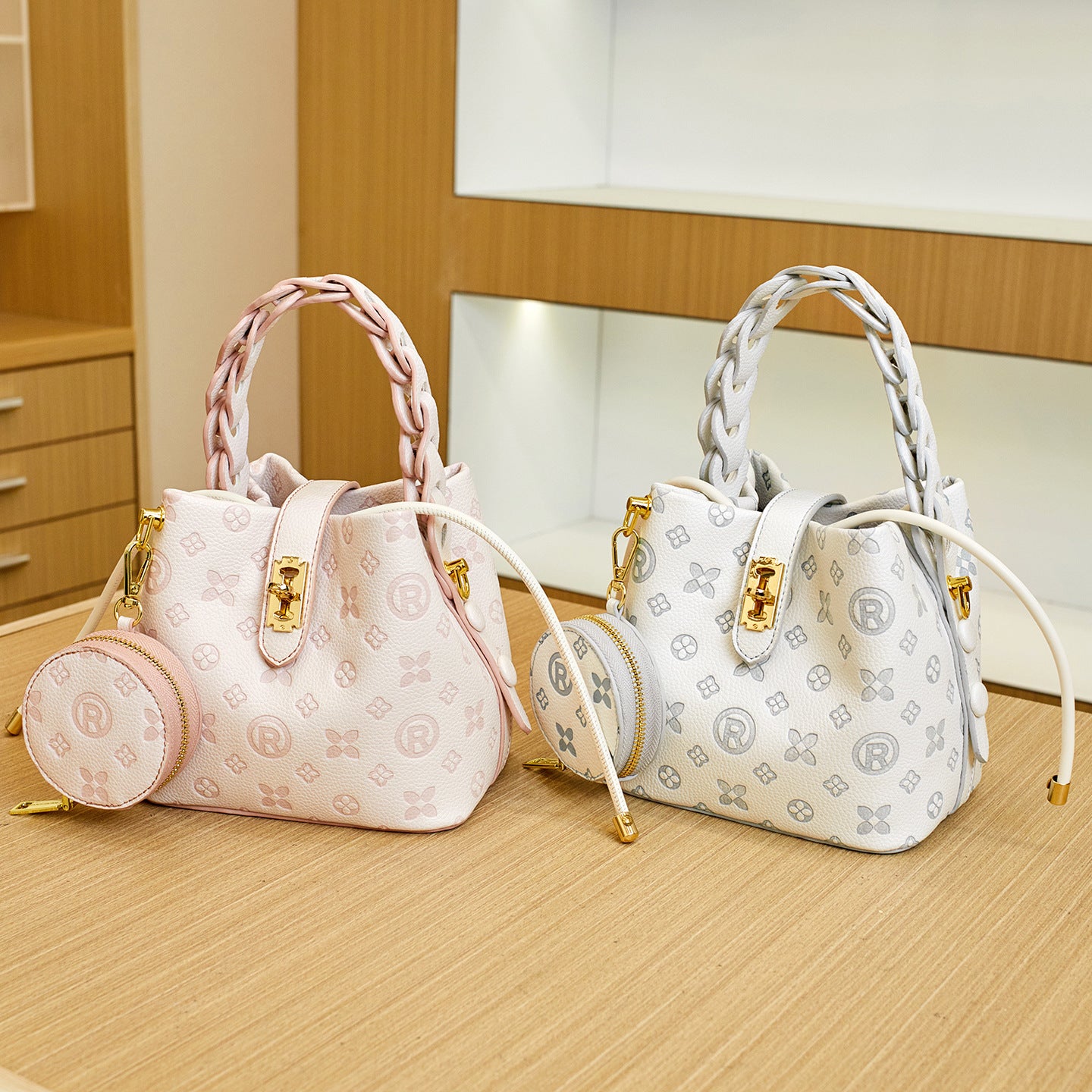 Basket Summer Portable Fashion Texture Embossed Bucket Bag