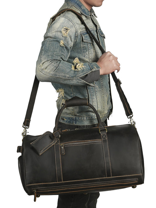 Men's Retro Crazy Horse Leather Traveling Genuine Men's Messenger Bag