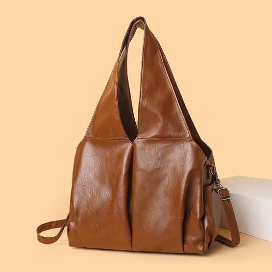 Women's Large Capacity Simple Solid Color Commute Light Luxury Women's Shoulder Bag