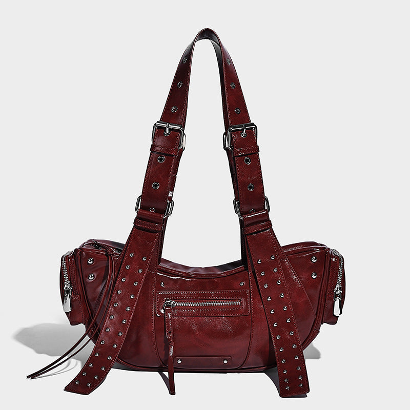 Trendy Retro Motorcycle Soft Leather Large Capacity Super Cool Waste Bags
