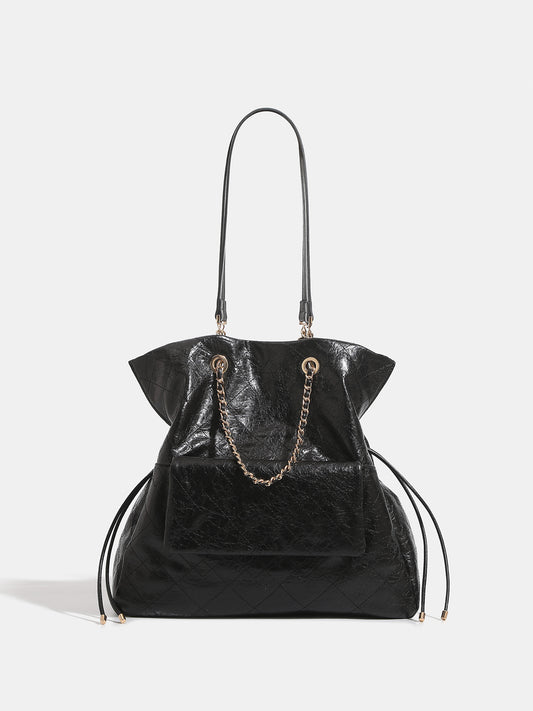 Women's Style Oil Wax Leather Diamond Chain Large Capacity Commuter Women's Backpack