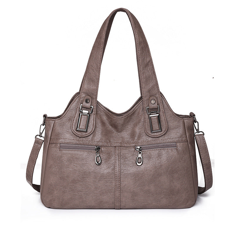 Women's Soft Leather Large Capacity Female Simple Mom Style Handbags