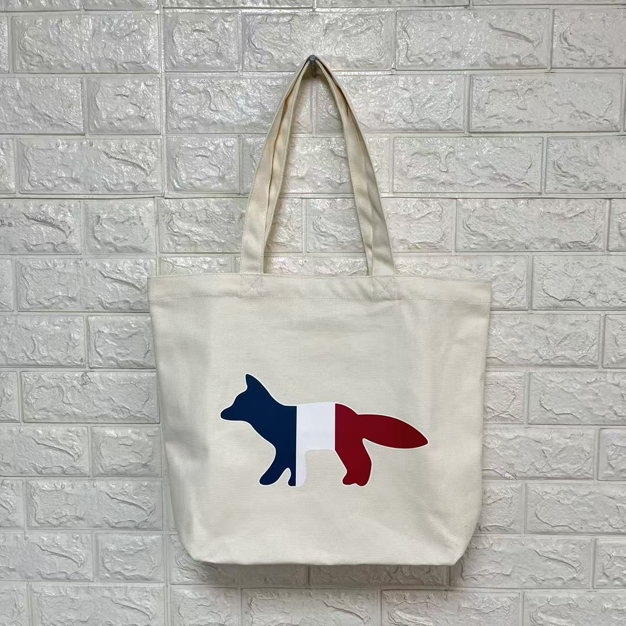 Women's & Men's Single French Three-color Fox Canvas For Tote Bag