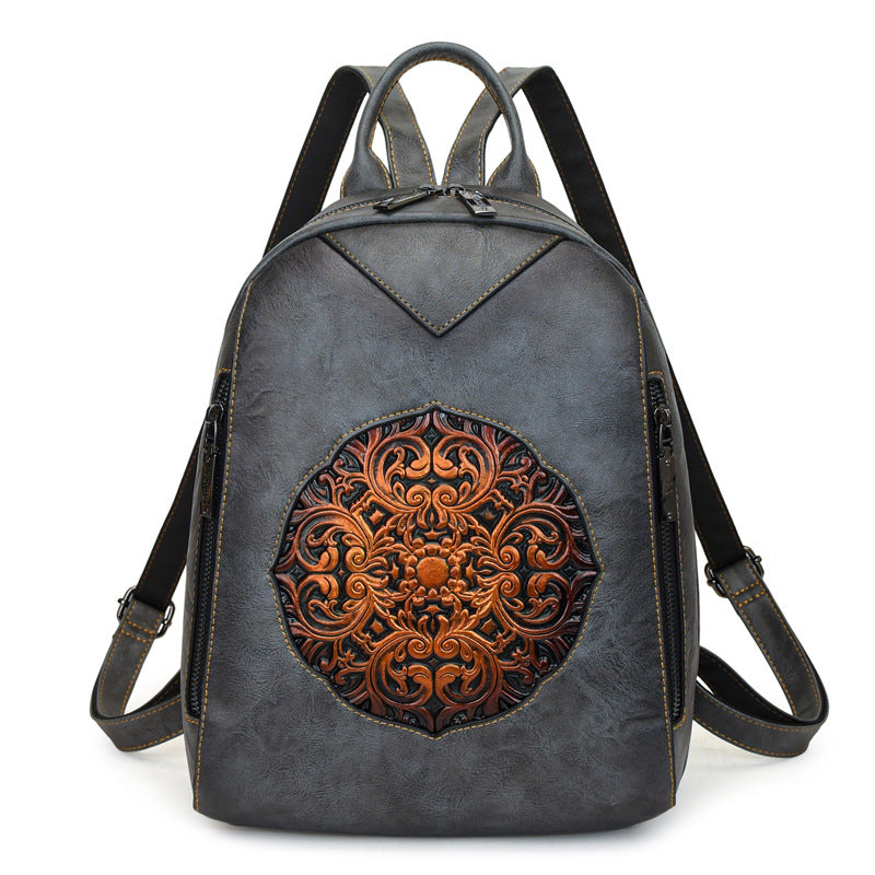 Women's Light Luxury Trendy Commute Simple Lightweight Vintage Printed Large Women's Backpack