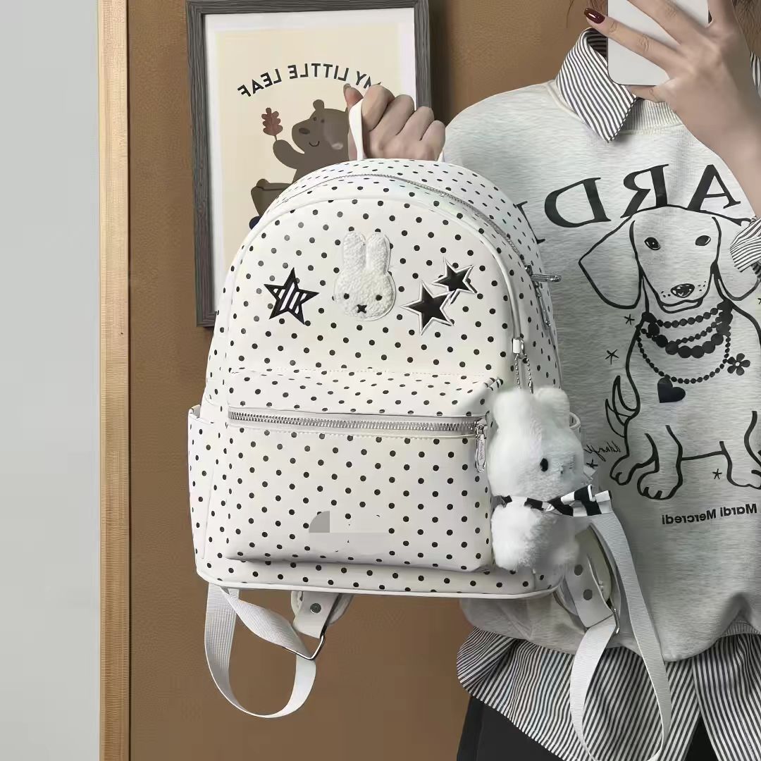Rabbit Polka Dot Simple Large Capacity Lightweight Women's Backpack