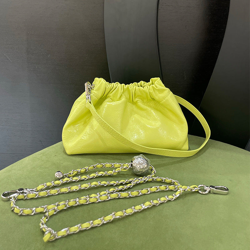 Women's Leather Folds Cloud Style Chain Simple Bags