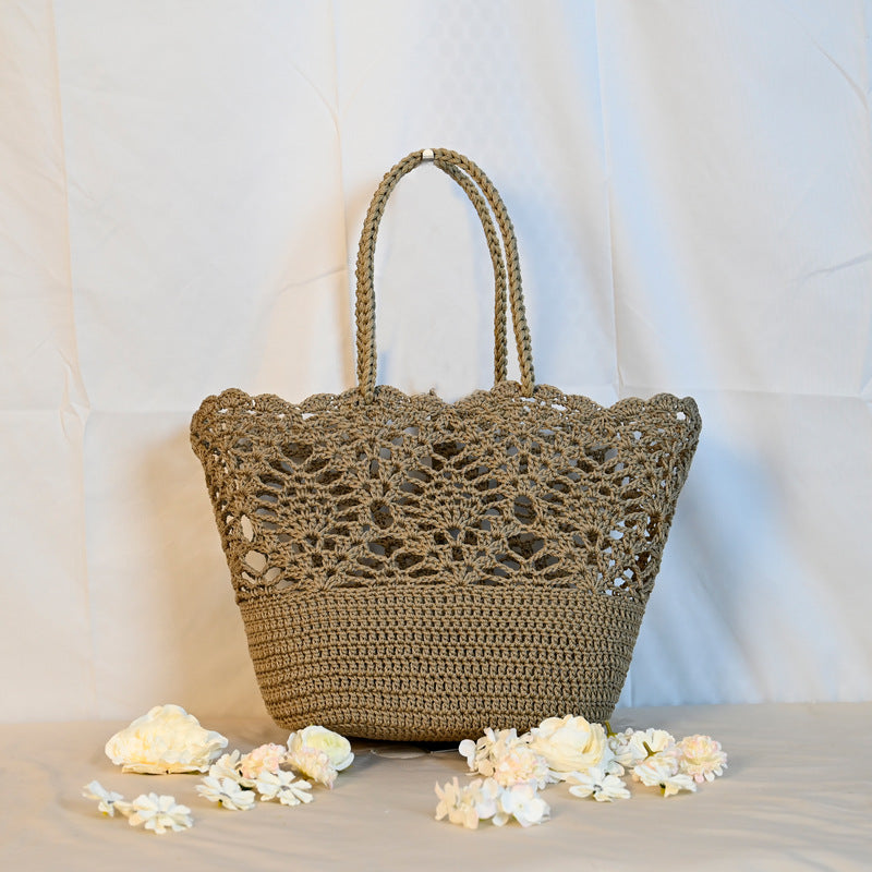 Hollow Woven Basket Beach Knitted Handmade Crocheted Cotton Bags