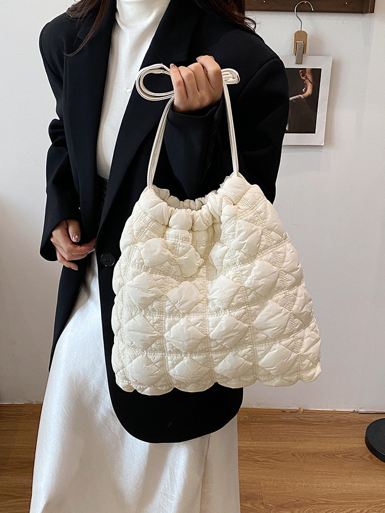 Women's Capacity Totes Niche Pleated Cloud Puff Rhombus Shoulder Bags