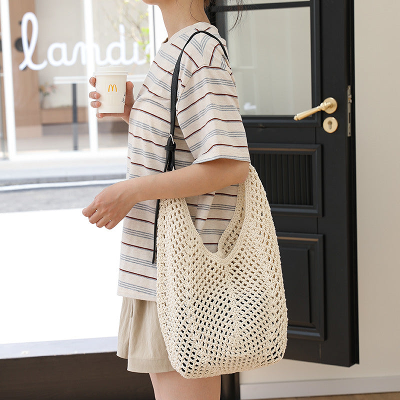 Women's Korean Style Cotton Thread Fashion Hand-woven Women's Shoulder Bag