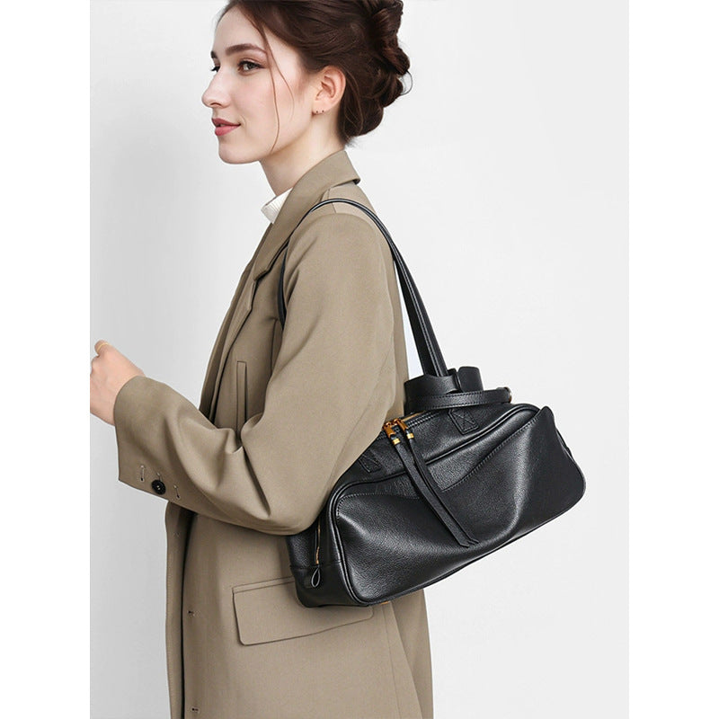 Bowling Loose Feeling Genuine Leather Soft Underarm Bag