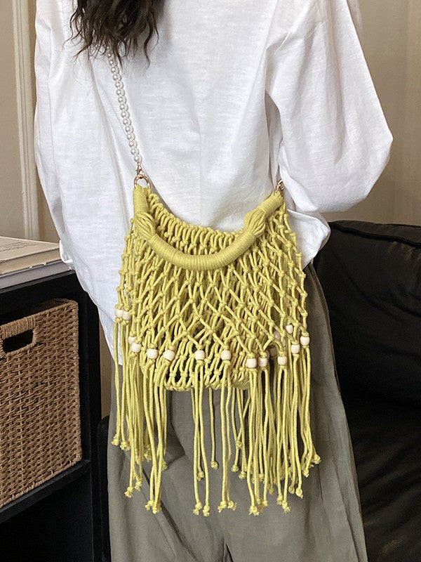 Women's Bohemian Ethnic Style Tassel Woven Summer Hollow Beach Bags