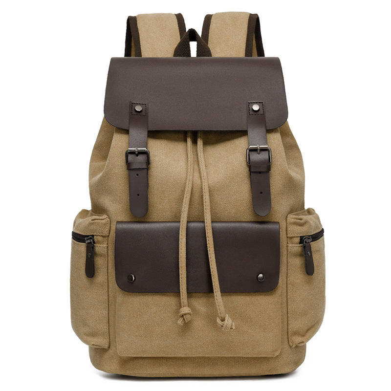 Men's Canvas Computer Personalized Fashion Drawstring Flip Retro Women's Backpack
