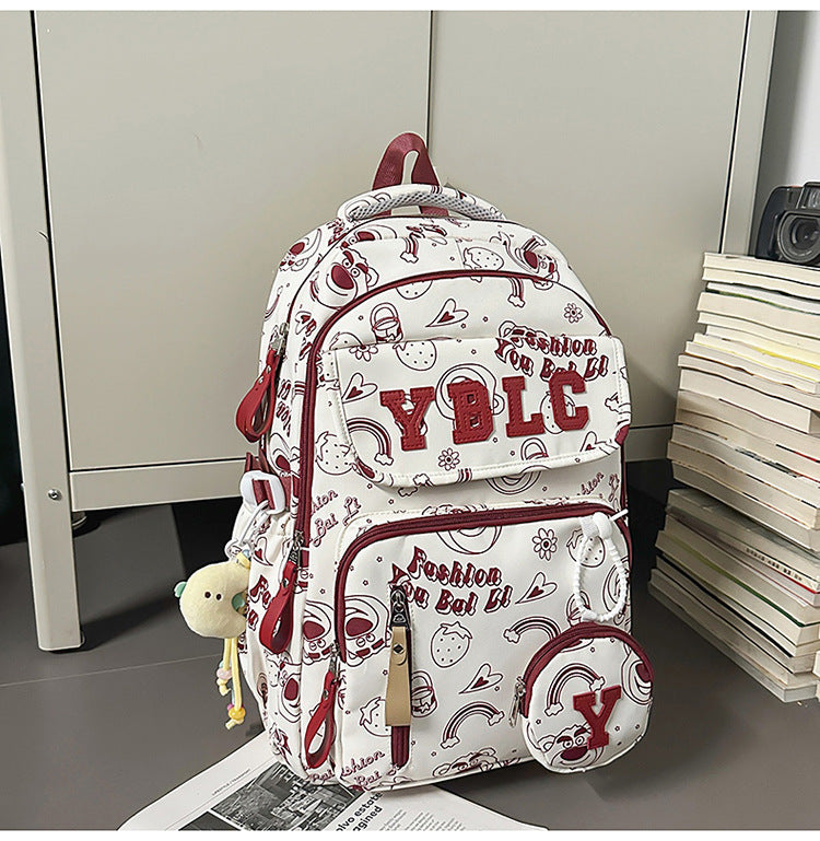 Women's & Men's Couple Large Capacity Nylon Printed Waterproof Leisure Backpack