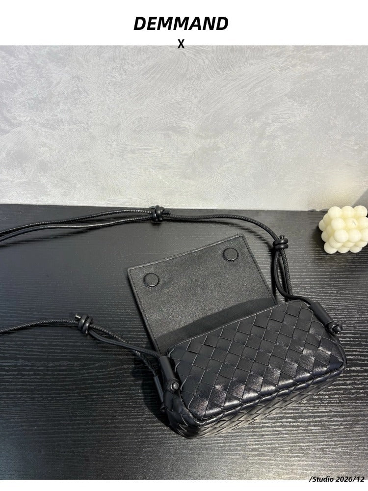 High Quality Knotted Hand-woven Genuine Leather Small Square Bags
