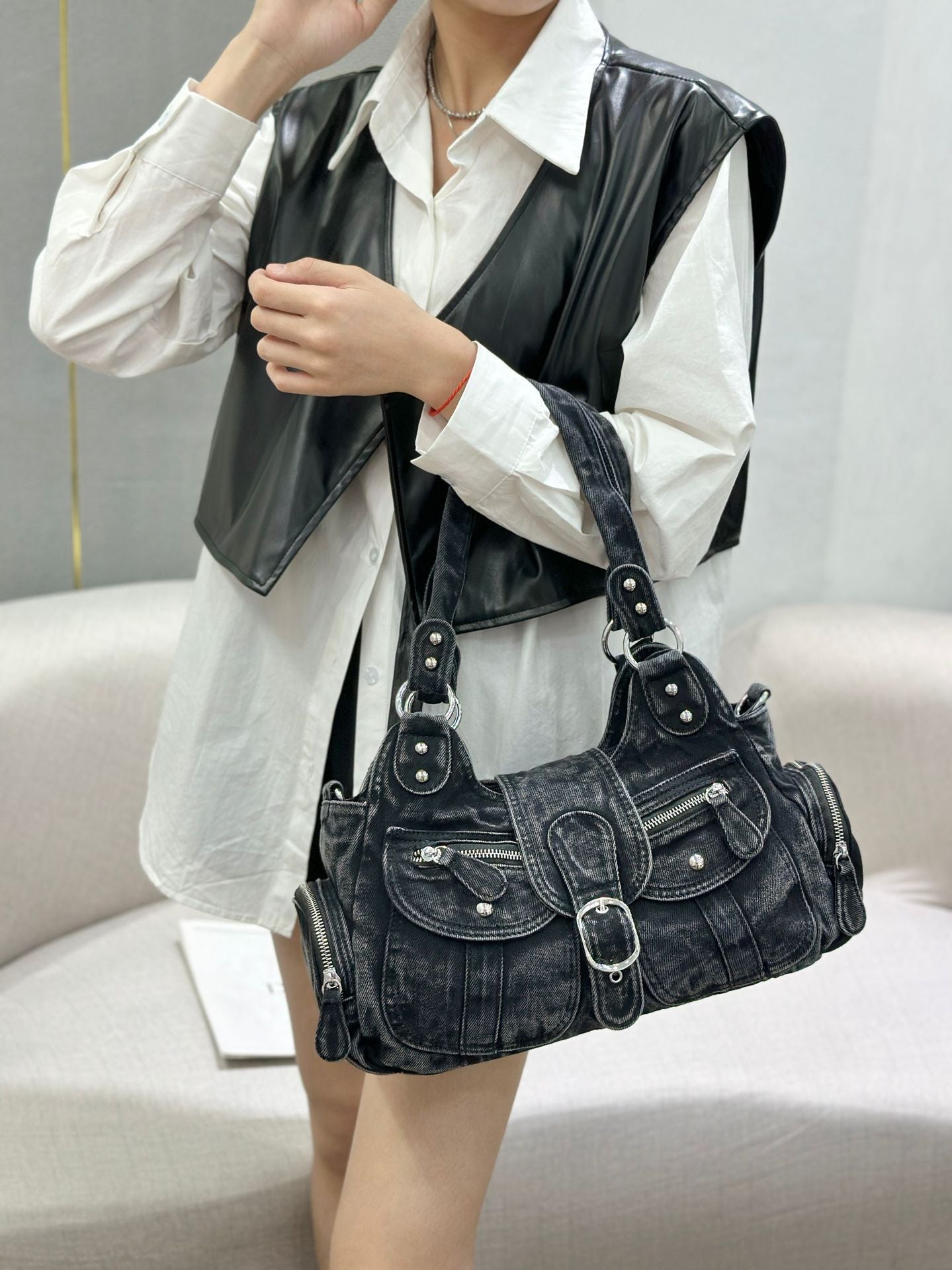 Fashion Retro Denim Large Capacity Washing Water Bags