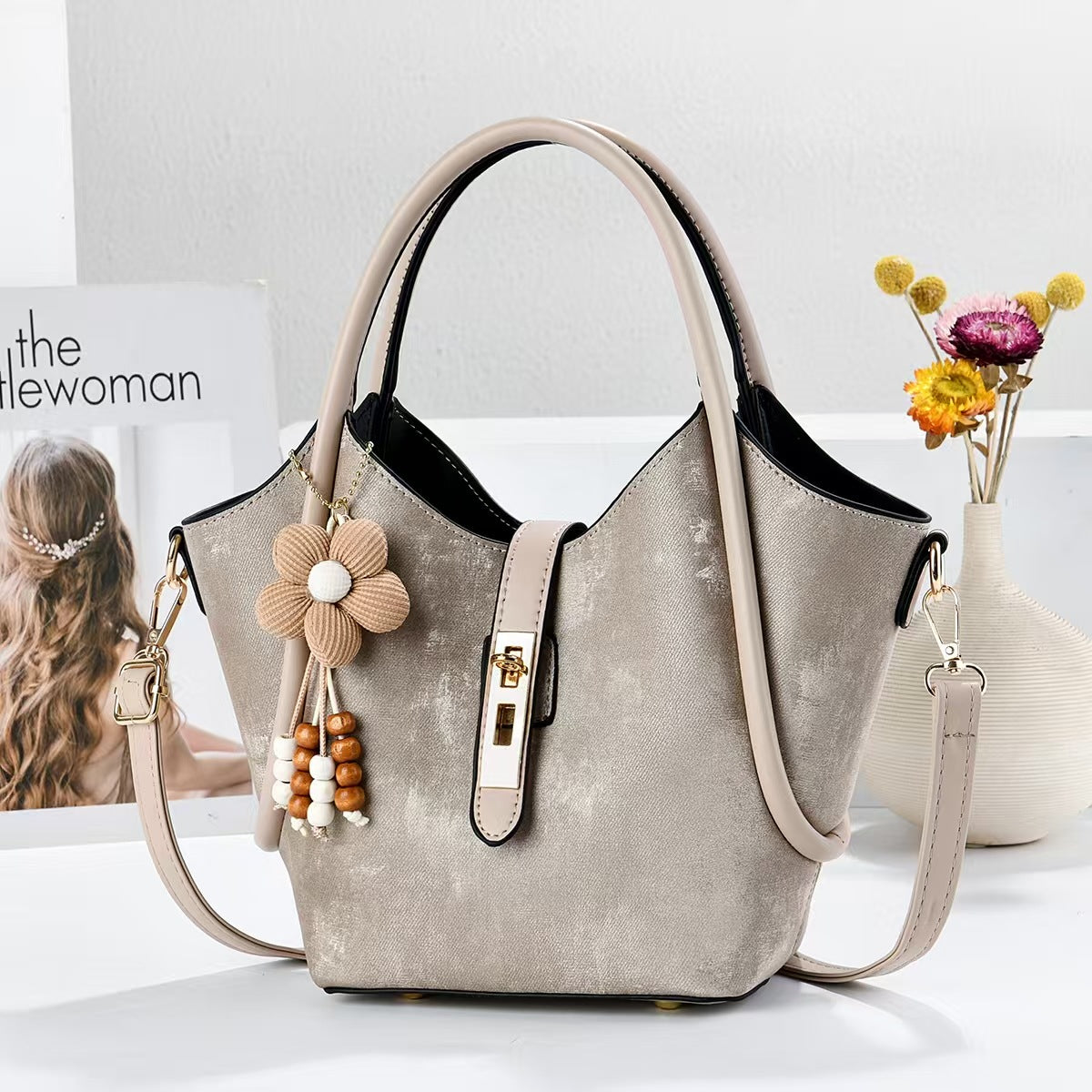 Women's Textured Chinese Style Large Capacity Versatile Niche Handbags
