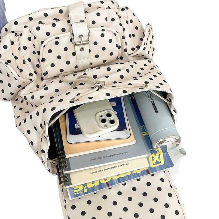 Niche Retro Dot Large Capacity Flip Women's Backpack