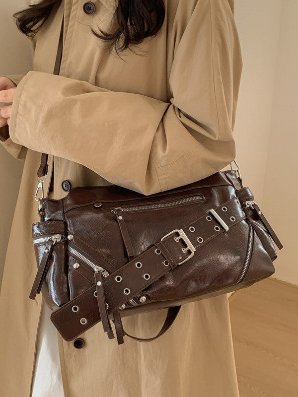 Women's Fashionable Personalized Hot Oil Wax Leather Shoulder Bags