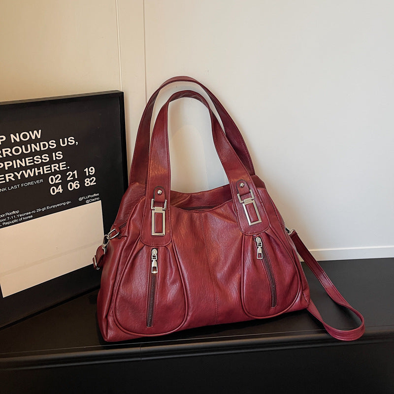 Women's Fashion Soft Leather Large Capacity Tote Bag