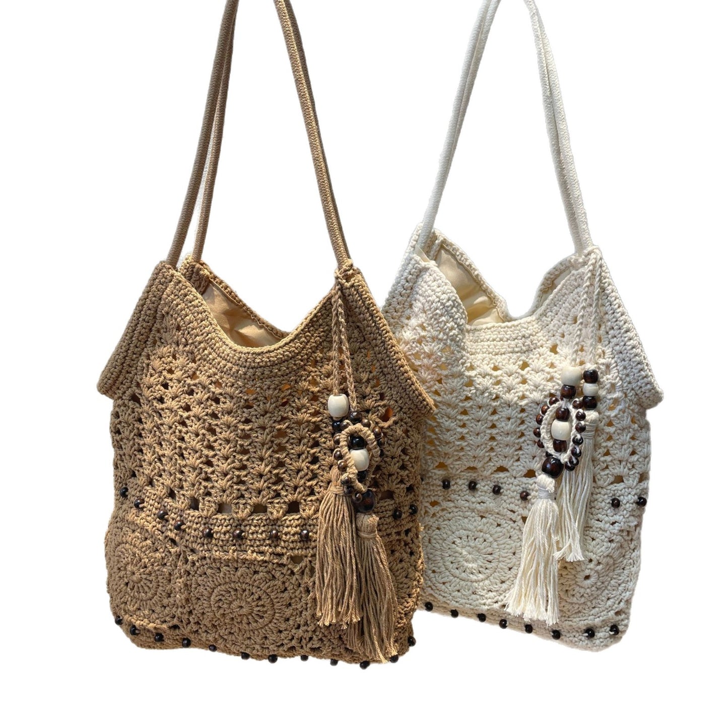 Bohemian Weaving Hollow Female Vacation Style Cotton String Crochet Women's Shoulder Bag