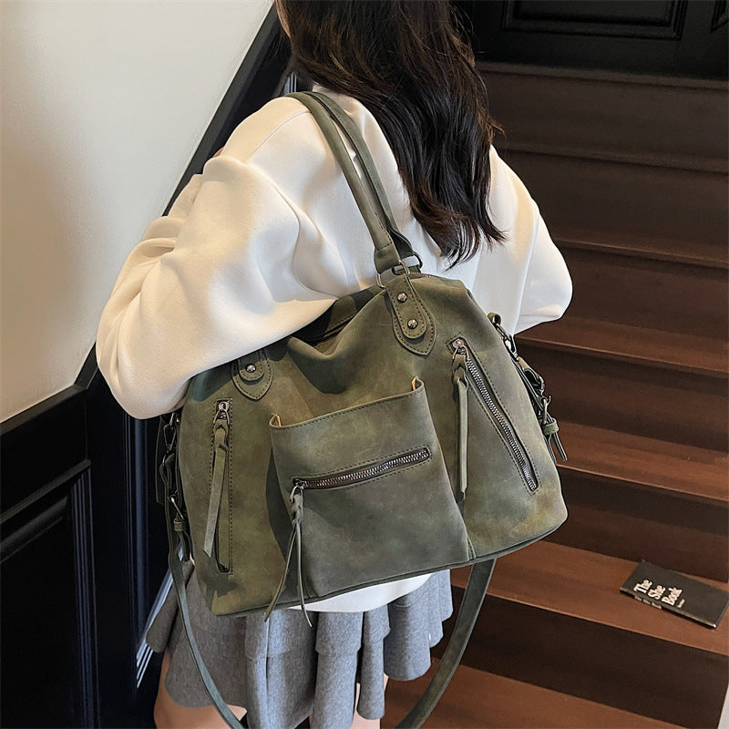Women's Spring Retro Portable Soft Leather Large Tote Bags