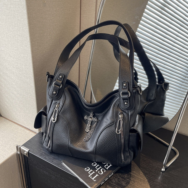 Women's Large Capacity Cross Chain Motorcycle Loose Women's Shoulder Bag