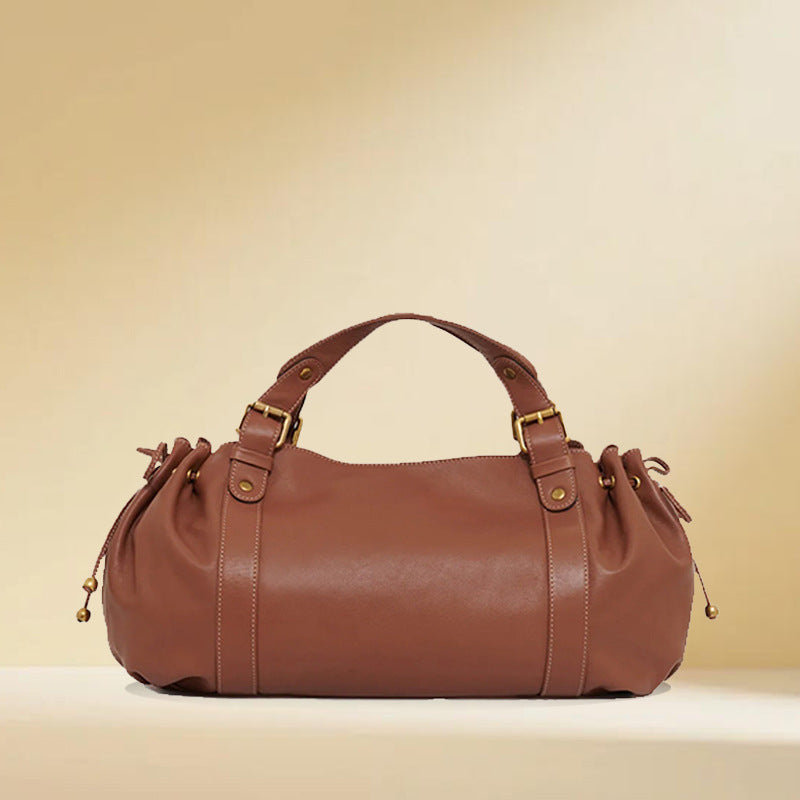 Women's Mild Luxury Retro Drawstring Baguette Niche Underarm Portable Leisure Tote Bag