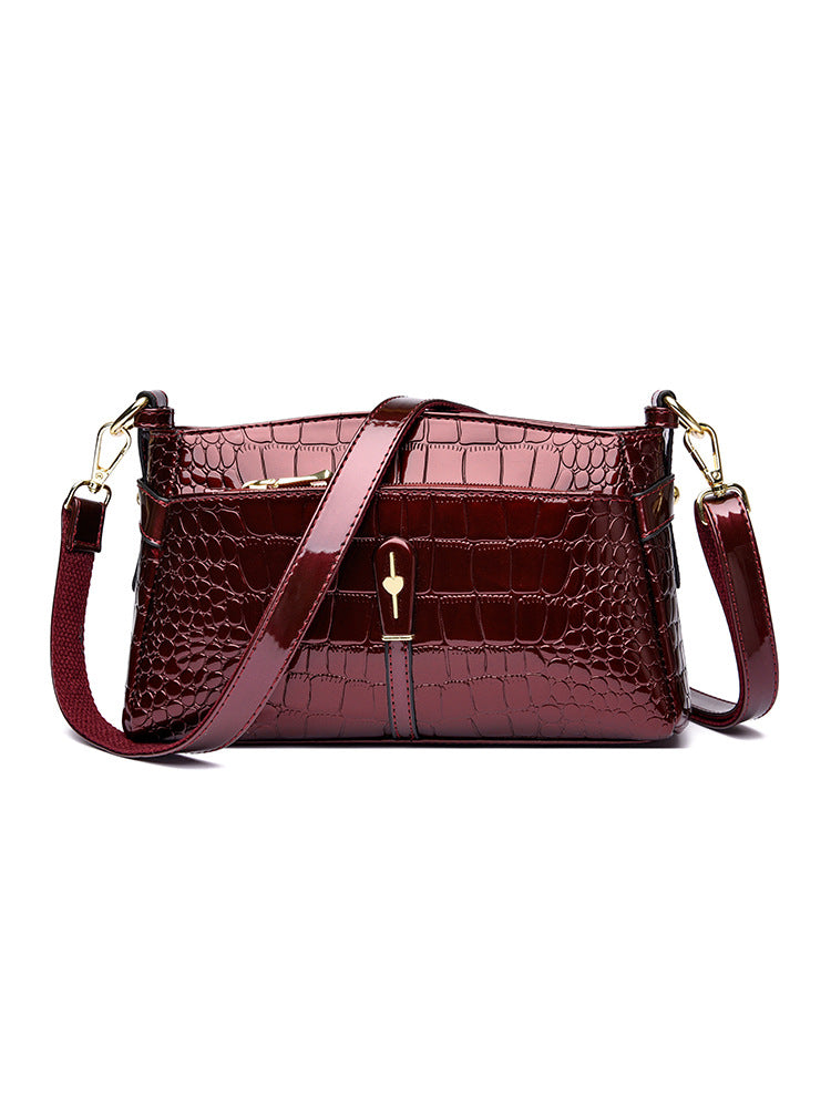 Women's Crocodile Pattern Mother Multilayer One Fashion Portable Large Women's Shoulder Bag