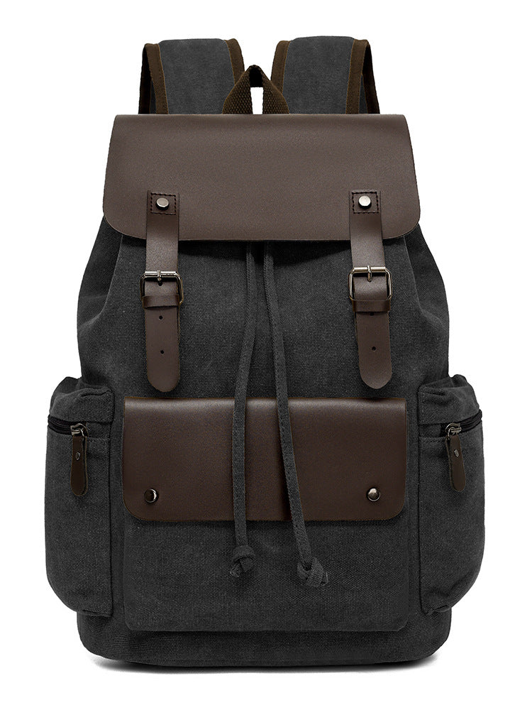 Men's Canvas Computer Personalized Fashion Drawstring Flip Retro Women's Backpack