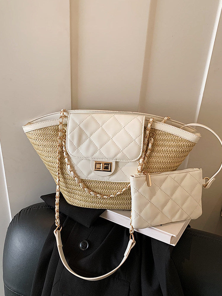 Women's Spring Vacation Style Vegetable Basket Woven Tote Bags