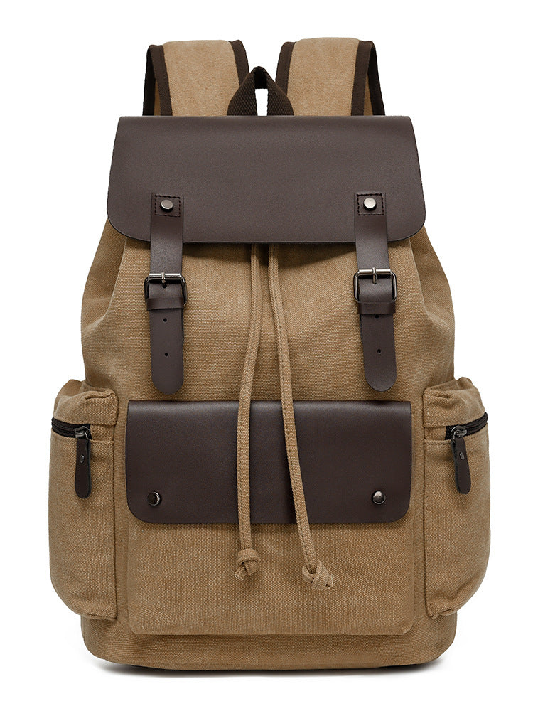 Men's Canvas Computer Personalized Fashion Drawstring Flip Retro Women's Backpack