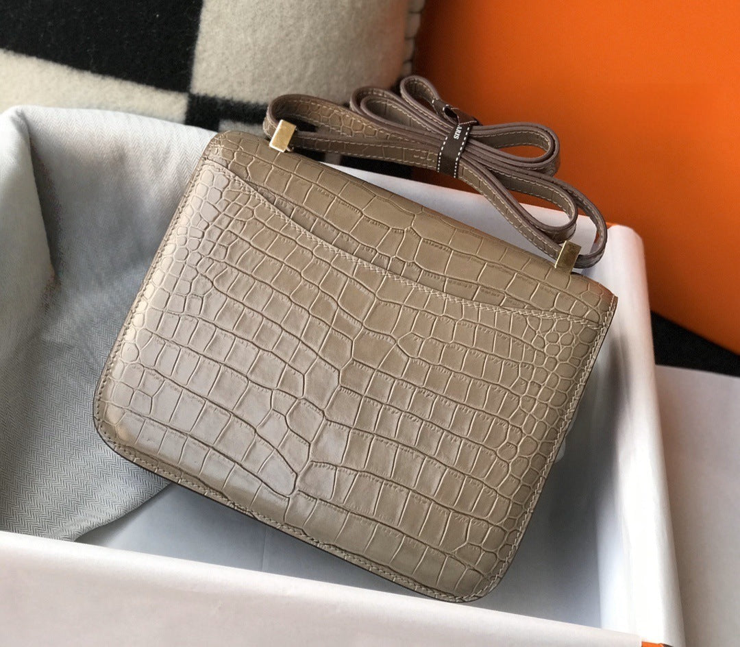 Home First Layer Cowhide Imitation Crocodile Women's Messenger Bag